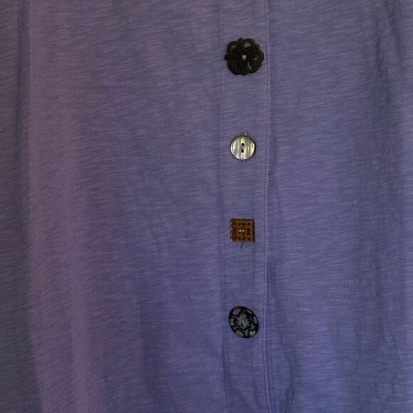 Soft Surroundings Periwinkle Danielle Button Sleeveless Tunic Top Large 2CA06 - Picture 4 of 11